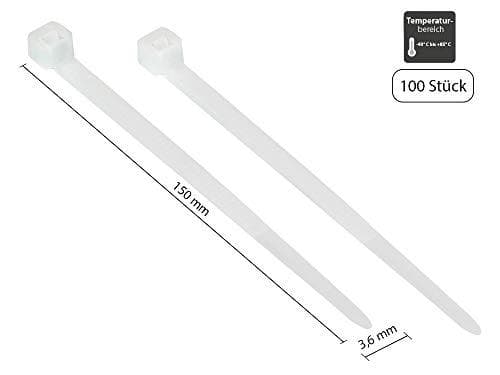 Buntband 150 mm x 3,6 mm, klara, UL, -40°C till +85°C, 100-pack, bra anslutningar (KAB-15T36)