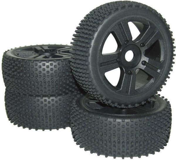 Reely 1:8 Buggy Complete hjul Spike 5-eger Sort 4 stk.