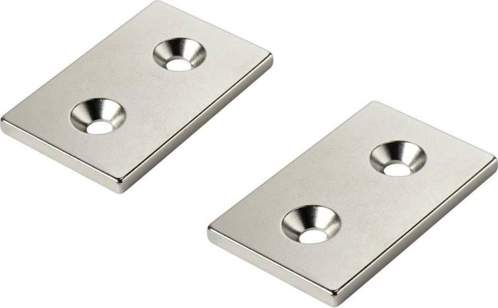 TRU COMPONENTS W40L25T5-2M4 Permanentmagnet Rektangulär (lxbxh) 40 x 25 x 5 mm N35 Gränstemperatur (max.): 80 °