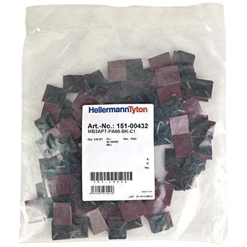 HellermannTyton 151-01557 MB3APT-I-PA66-BK Monteringsbas Självhäftande halogenfri svart paket med 1