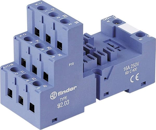 Finder 92.03 Relæstik Velegnet til serier: Finder serie 62 Finder 62.31, Finder 62.32, Finder 62.33 (lxbxh) 91.