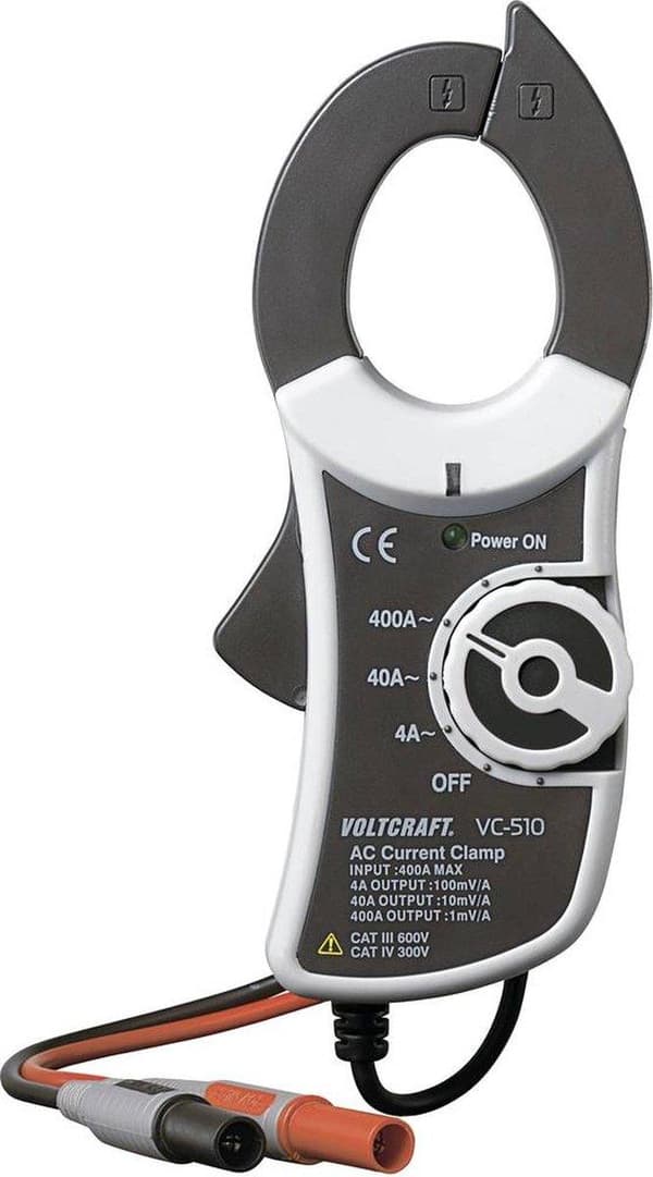 VOLTCRAFT VC-510 klemmemåleradapter Måleområde A/AC (område): 0 - 400 A