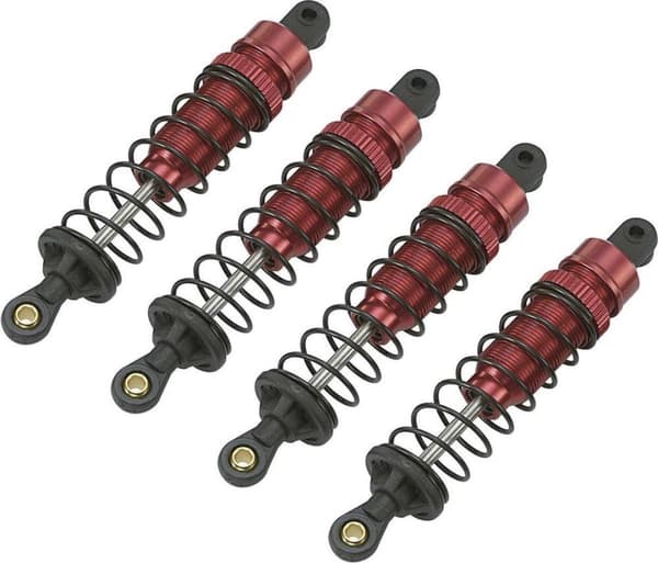 Reely 1:10 Hydrauliska stötdämpare aluminium Röd (metallic) Med fjädrar Svart 90 mm 1 st.