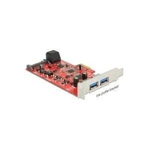 Delock PCI Express-kort > 2 x ekstern USB 3.0 + 2 x intern SATA 6 Gb/s - lav profil formfaktor (89389)