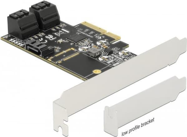 DeLOCK PCI Express Card x4 > 5 x intern SATA 6 Gb/s - Lagringskontroller - SATA 6 Gb/s Low-Profile - 6 Gbit/s - PCIe 3.0 x4 (90395) Grön