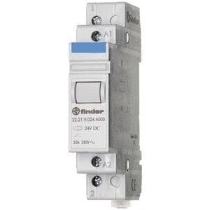 FINDER installationsrelæ 24VDC 22.21.9.024.4000 serie 22 til 35mm skinne 1NO 20A 22.21.9.024.4000 (222190244000)