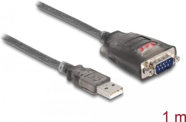 Delock - Seriel adapter - USB2.0 - RS-232 x 1 - sort, gennemsigtig (61400)
