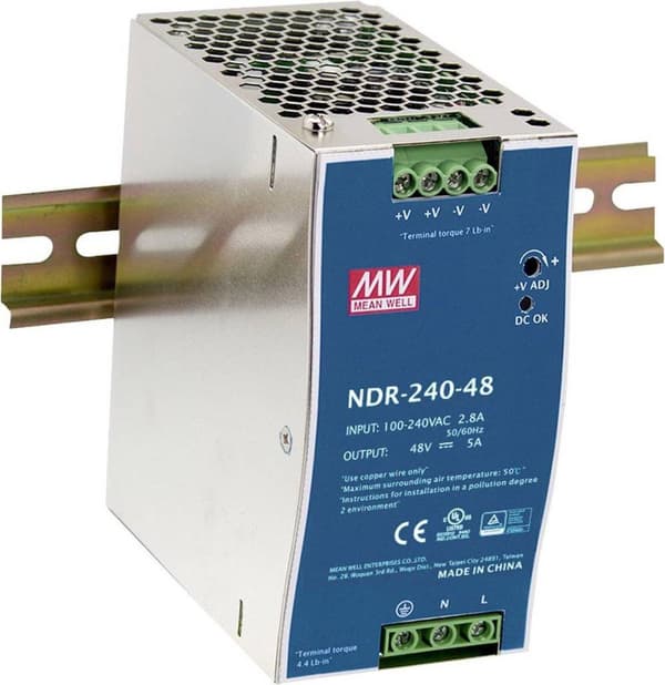 Mean Well NDR-240-48 DIN-skena strömförsörjning 240 W 1 x Blå, Rostfritt stål