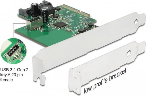 DeLOCK PCI Express Card til 1 x intern USB 3.2 Gen 2 nøgle A 20 pin hun - USB adapter - PCIe 3.0 x4 Low-Profil - USB 3.2 Gen 2 (intern) x 1