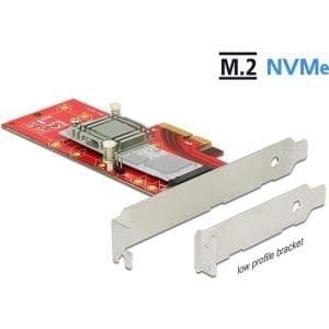 DeLOCK PCI Express x4-kort > 1 x intern NVMe M.2-nøgle M 110 mm med køleplade - hukommelsescontroller - 1 sender/kanal - M.2-kort - PCIe 3.0 x4 (89577 Sort, Rød, Sølv