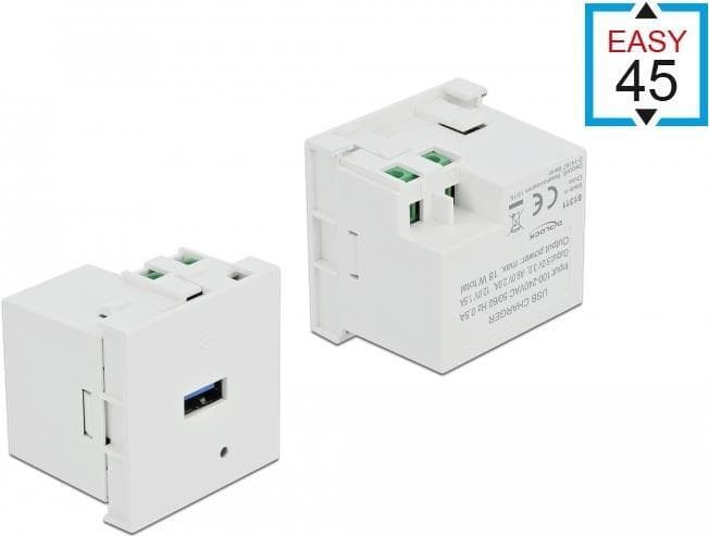Delock Easy 45 - USB-utgång - USB - enkel - 3 A - vit, RAL 9003 (81311)