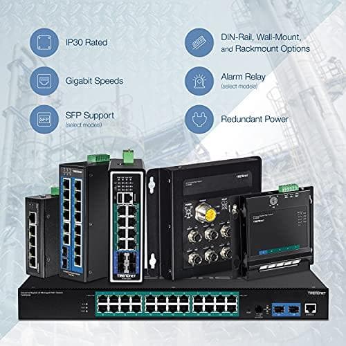 TRENDnet TI-PG541I - Kytkin - hallittu - 4 x 10/100/1000 (PoE+) + 1 x 10/100/1000 + 1 x Gigabit SFP - DIN-kiskoon asennettava - PoE+ (TI-PG541I)