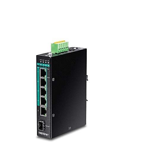 TRENDnet TI-PG541I - Kytkin - hallittu - 4 x 10/100/1000 (PoE+) + 1 x 10/100/1000 + 1 x Gigabit SFP - DIN-kiskoon asennettava - PoE+ (TI-PG541I) musta