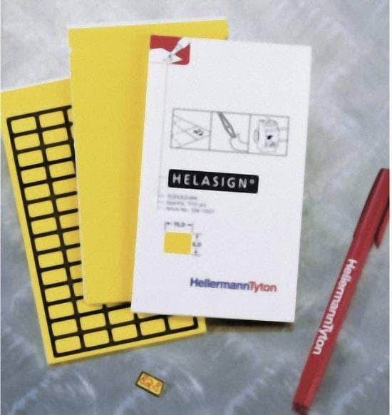 Hellermann Tyton 598-92127 Rektangel Aftagelig Gul 600 stk. Selvklæbende etiket (598-92127)