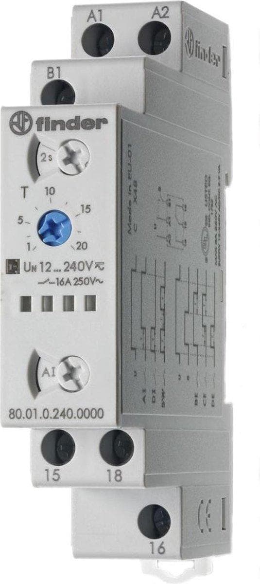 Finder 80.01.0.240.0000 Tidsrelä Multifunktionell 1 stycke(r) Varaktighet: 24 h (max) 1x växlingskontakt