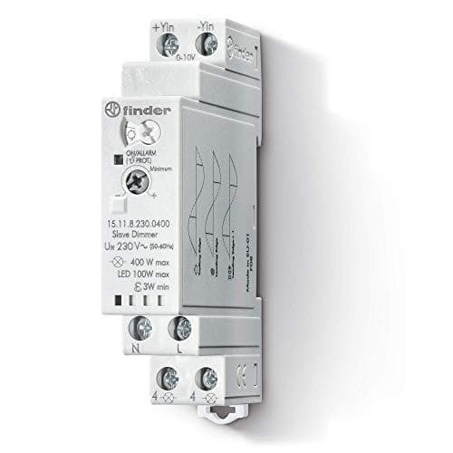Finder 151182300400PAS Himmennin, Slave, Halogeenille, CFL, LED, Asennuskisko 35 mm, 400 W, 230 V