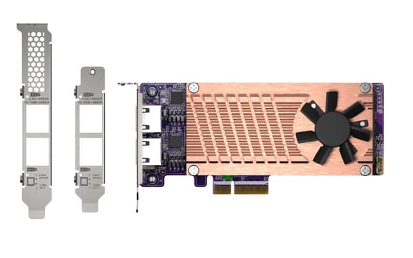 QNAP QM2-2P2G2T - Lagercontroller - M.2 - M.2 NVMe Card / PCIe 3.0 (NVMe) - Low-Profile - PCIe 3.0 x4, 2.5 Gigabit Ethernet - til QNAP QVP-63, TS-453,