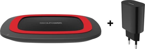 RealPower induktiivinen laturi 2000mA FreeCharge-10 257639 lähdöt Qi Standard Red