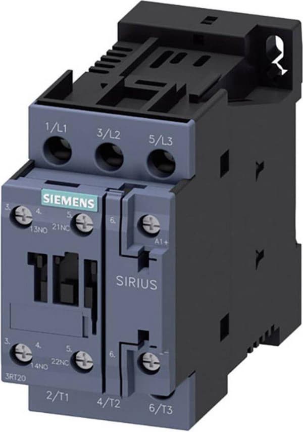 Siemens 3RT2026-1BB40 Kontaktor 3x NO 11 kW 24 V/DC 25 A Med hjælpekontakt 1 stk.
