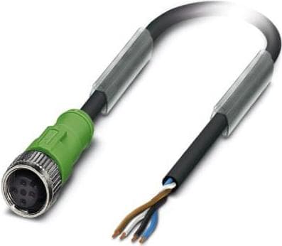 PHOENIX CONTACT SAC-4P-1.5-PUR/M12FS sensor-/aktuatorkabel, 4-benet, PUR halogenfri, fri kabelende, lige M12-fatning, 1,5 m kabellængde, sort/grå