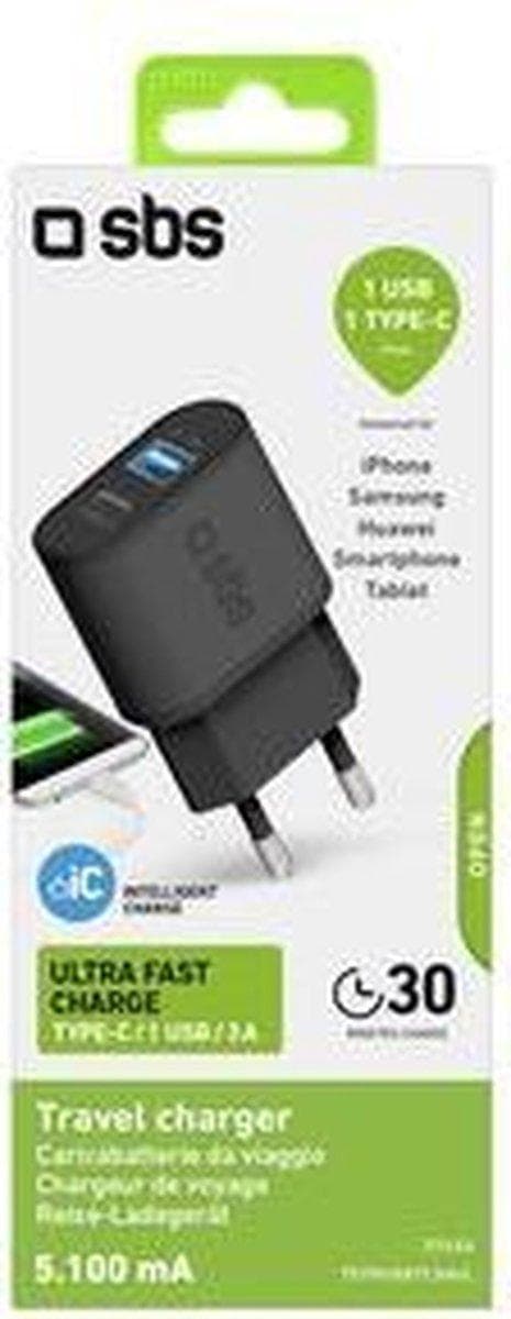 SBS TETRUSBTC3AUL mobilenhedsoplader Indendørs Sort
