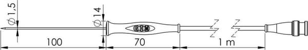 Greisinger GF 1T-E1.5 Plug-in sensor -70 op til 250 °C Sensor type Pt1000