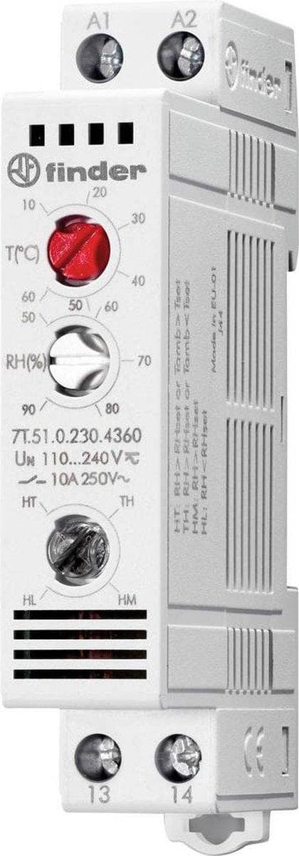 Finder Hygrostat 7T.51.0.230.4360 250 V/AC 1x NO (LxBxH) 88,8 x 17,5 x 47,8 mm 1 st(s)