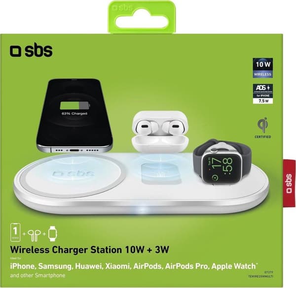 SBS Trådlös laddstation 10W + 3W
