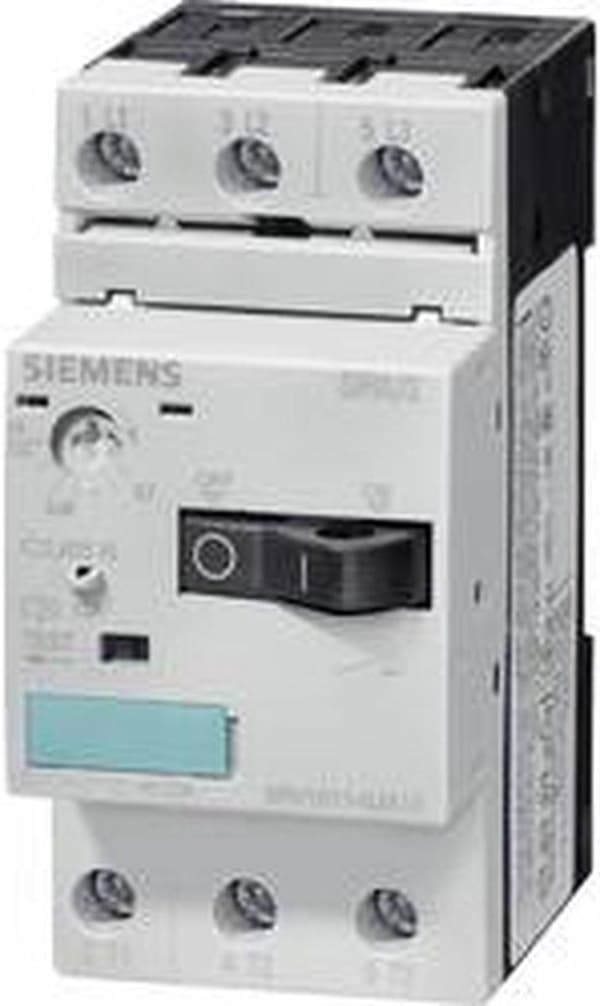 Siemens 3RV1011-1GA10 Strømafbryder 1 stk. 3x NO Indstillingsområde (strøm): 4,5 - 6,3 A Koblingsspænding (maks.): 690 V/AC (BxHxD) 45 x 90 x 81 mm