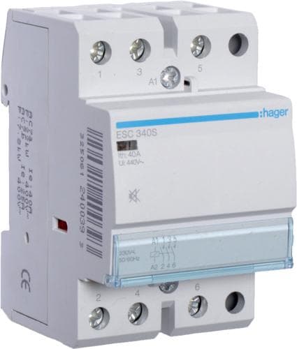 Hager el-installation. Kontaktstrøms bæreevne: 40 A, kabeltværsnit: 4/16 mm², driftstemperaturområde: -10 - 50 °C. AC-indgangsspænding: 230 V, AC-indg