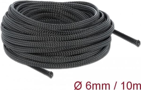 DeLOCK Braided Sleeving - Expanderbar Braided Sleeving - 10,0 m - Svart (18848)