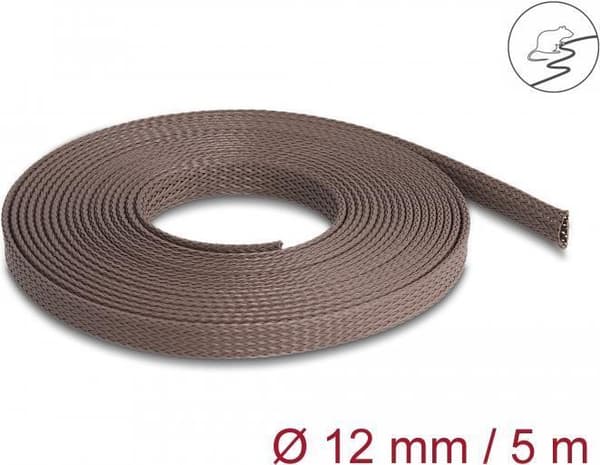 Delock punottu hihainen jyrsijän kestävä venyvä 5 mx 12 mm ruskea (20904)