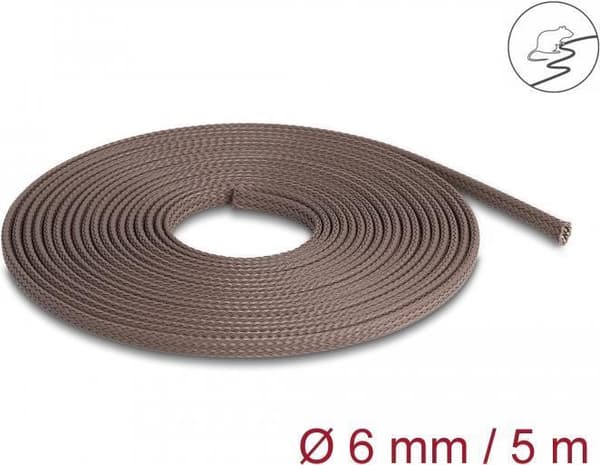 Delock flätad ärm gnagarsäker töjbar 5 mx 6 mm brun (20903)