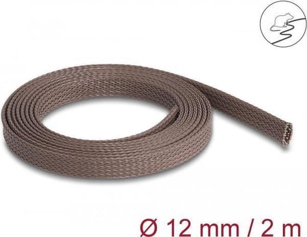 Delock flätad ärm gnagarsäker töjbar 2 mx 12 mm brun (20898)