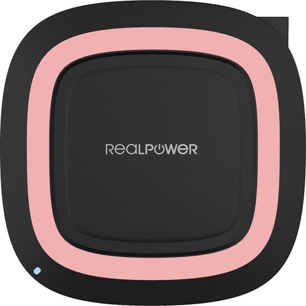 RealPower FreeCharge-10 Trådløs oplader 10W inkl. vægoplader sort pink