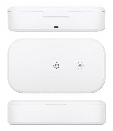 MANHATTAN UV-desinfektionsbox för smartphones Sterilisator med UVC för mobiltelefoner, masker, kreditkort och mer, vit (425384)