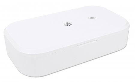 MANHATTAN UV-desinfektionsbox för smartphones Sterilisator med UVC för mobiltelefoner, masker, kreditkort och mer, vit (425384)