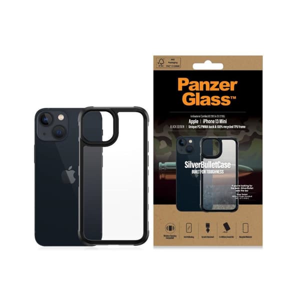 PanzerGlass™ SilverBullet etui, etui kompatibelt med iPhone 13 - stødsikkert etui, ægte militærbeskyttelse hårdt etui Mobiltelefonetui til iPhone 13 (