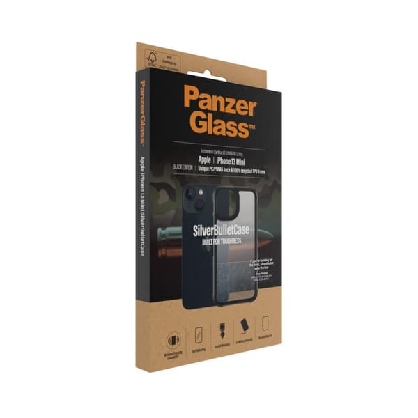 PanzerGlass™ SilverBullet etui, etui kompatibelt med iPhone 13 - stødsikkert etui, ægte militærbeskyttelse hårdt etui Mobiltelefonetui til iPhone 13 (