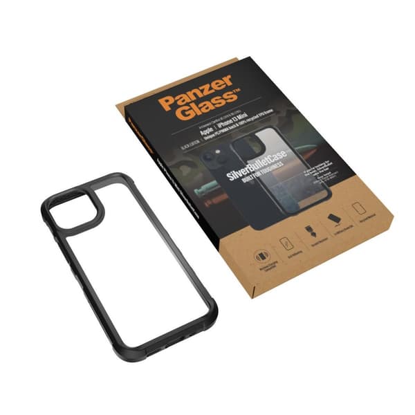 PanzerGlass™ SilverBullet etui, etui kompatibelt med iPhone 13 - stødsikkert etui, ægte militærbeskyttelse hårdt etui Mobiltelefonetui til iPhone 13 (