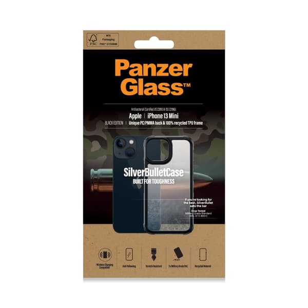 PanzerGlass™ SilverBullet etui, etui kompatibelt med iPhone 13 - stødsikkert etui, ægte militærbeskyttelse hårdt etui Mobiltelefonetui til iPhone 13 (