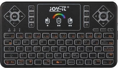 JOY-iT Tasta-Mini - tastatur - med touchpad - baggrundsbelyst - trådløs - 2,4 GHz Sort