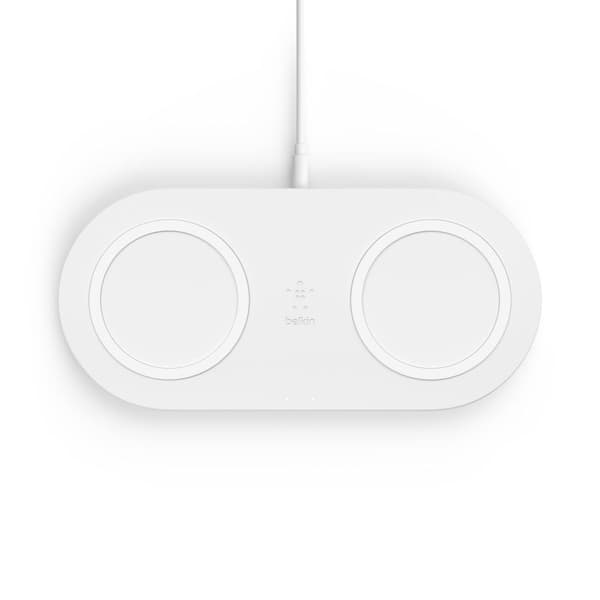 Belkin BOOST CHARGE Dual - Trådløs oplader + 30W AC-adapter - Trådløs oplader - 10W - Hvid