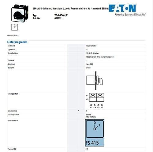 Eaton (Moeller) Control Switch/E Stepping 1 15402