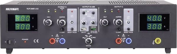 VOLTCRAFT VLP-2403 USB Lab strømforsyning, justerbar 0 - 40 V 0,01 - 3 A 273 W OVP Antal udgange 4 x