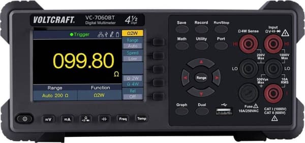 VOLTCRAFT VC-7060BT Bænkmultimeter Digital Datalogger CAT I 1000 V, CAT II 600 V Display (tæller): 60000