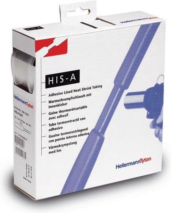 HellermannTyton dispenserboks HIS-A med indvendig klæbemiddel Ø før/efter krympning: 24 mm/8 mm krympeforhold 3:1 3 m transparent (308-12403)