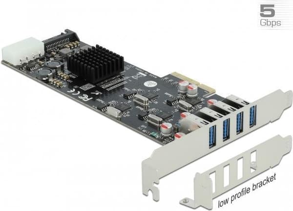 Delock PCI Express x4-kort till 4 x extern SuperSpeed USB Grå