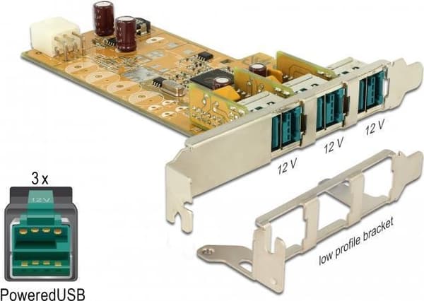 DeLock - USB-adapter - PCIe 1.1 - PoweredUSB 2.0 (12V) x 3
