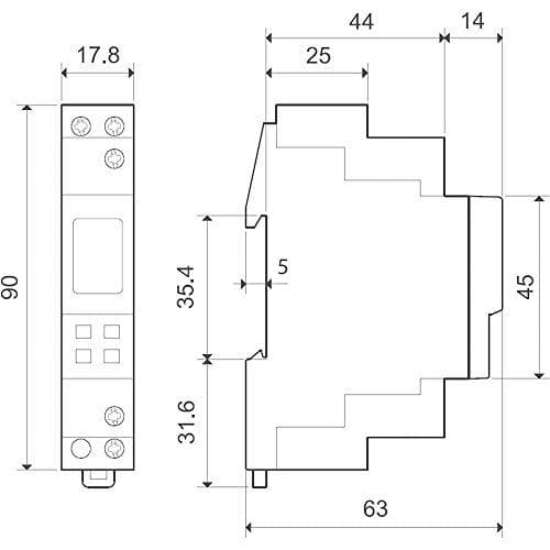 Finder 8.230.0000-1 tidskontakt til tophat skinne Driftsspænding: 230 V/AC 12.71.8.230.0000 1 skiftekontakt 16A 250